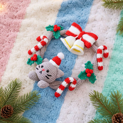 Cat Wreath Christmas Pattern