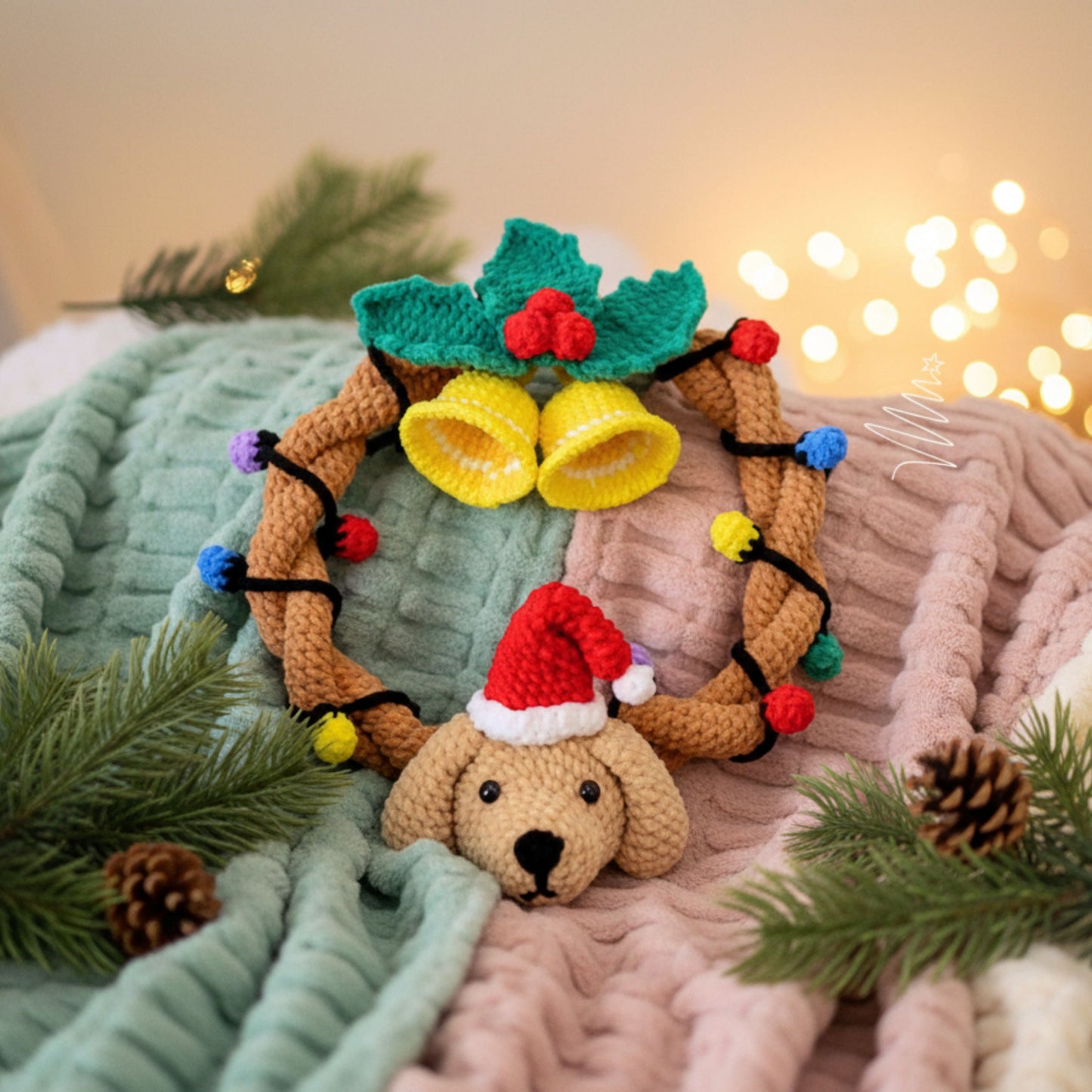 Dachshund Wreath Christmas Pattern