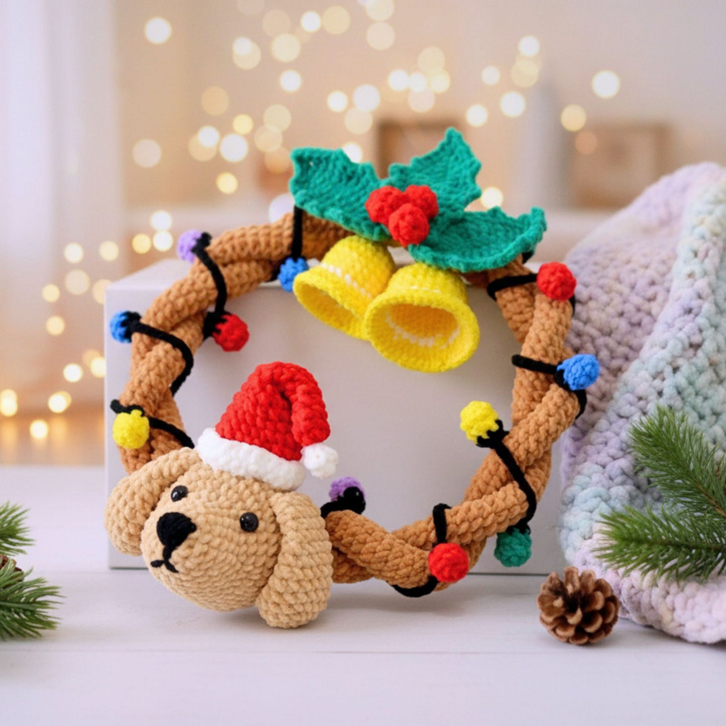 Dachshund Wreath Christmas Pattern