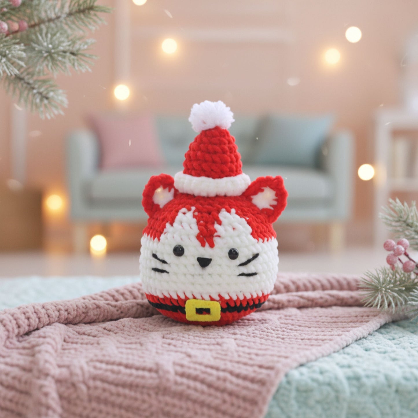 Santa Cat Ornament Crochet Pattern
