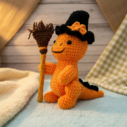 Halloween Witch Dino Pattern