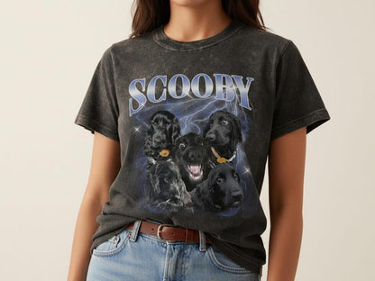 Custom Vintage Pet Shirt - Personalized Dog Bootleg Rap Tee, Retro 90s Graphic T-Shirt, Dog Lover Apparel, Custom Pet Face Design