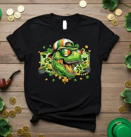 St Patrick's Day T-Rex shirt Camo Clover Dinosaur hot shirt hot new gift