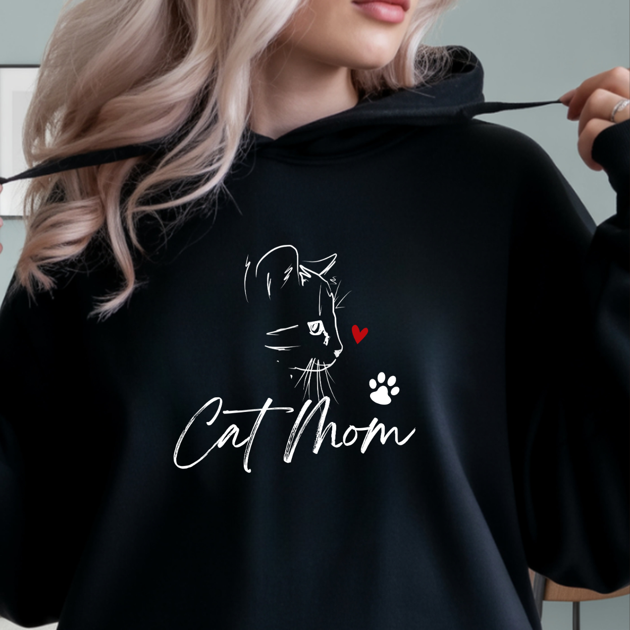 Cat Mom Hoodie, Cat Lover Gift, Kitten Mama Hoodie