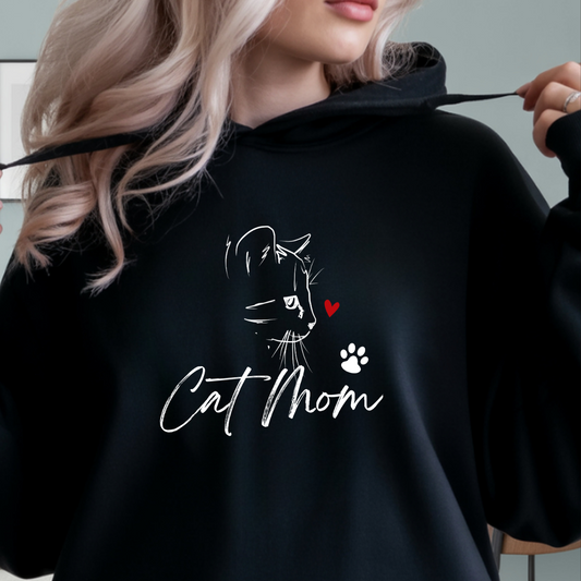 Cat Mom Hoodie, Cat Lover Gift, Kitten Mama Hoodie