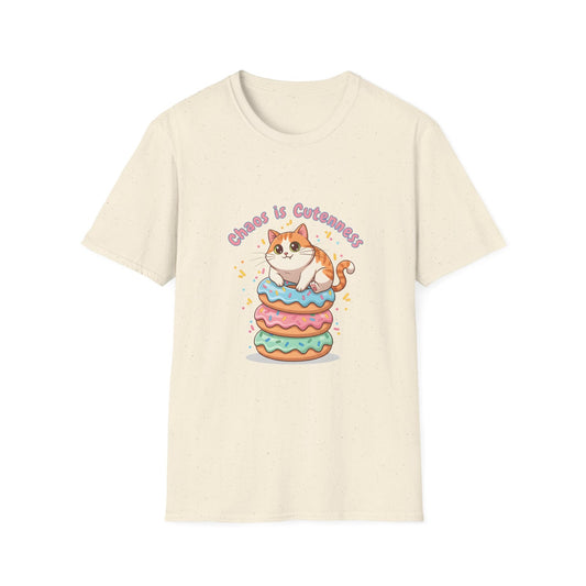 Chonks Is Cuteness Cat on Donuts T-Shirt, Cute Chaos Humor Cat Illustration