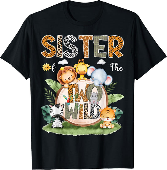 Sister Of The Two Wild 2Nd Birthday Safari Animal Lover T-Shirt Gift for Dad, Mom